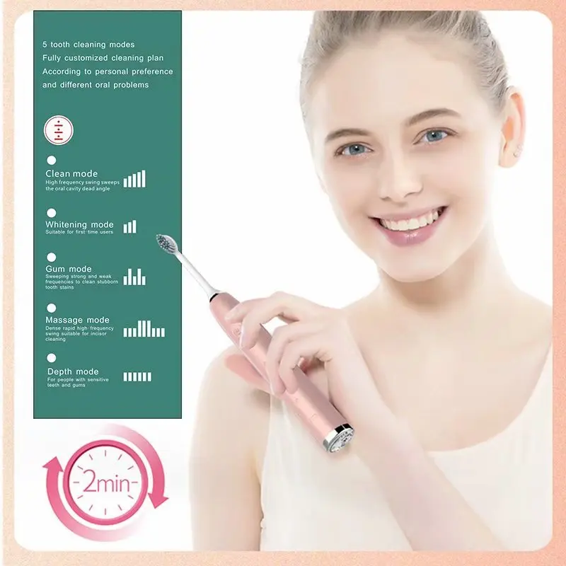 Electric Toothbrush Sonic Wave Whitening IPX7 Waterproof USB Rechargeable Teeth Brush Adult Oral Ultrason Electric Toothbrush Electric Toothbrush Sonic Wave Whitening IPX7 Waterproof USB Rechargeable Teeth Brush Adult Oral Ultrason Electric Toothbrush