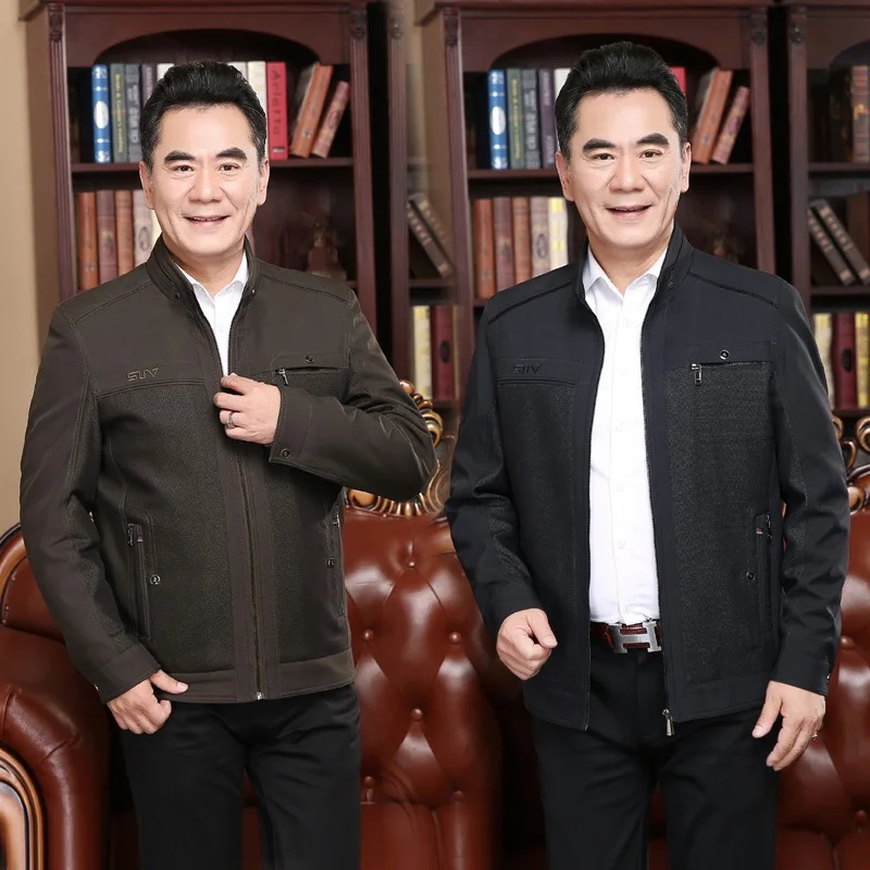 

2017 New Style Middle-aged Men Thin Jacket Father-Middle-aged Spring And Autumn Casual Coat Dad Spring Clothing