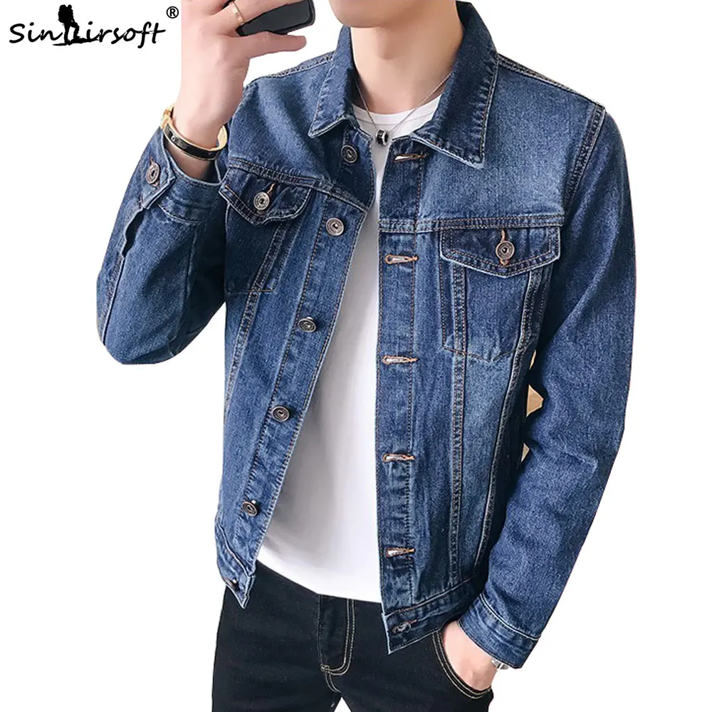 Kopen 2019 Nieuwe Herfst mannen Denim Jeans Jas Jaket Mannen Retro mannen Cowboy Slanke Jas Mode Jas Casual Chaqueta hombre Jassen