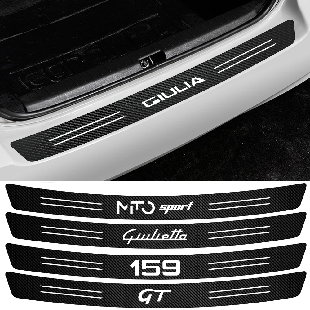 1Pcs 3D Carbon Fiber Trunk Anti-friction Stickers For Alfa Romeo 159 147 156 Giulietta Mito 166 Giulia GT Tonale Car Accessories