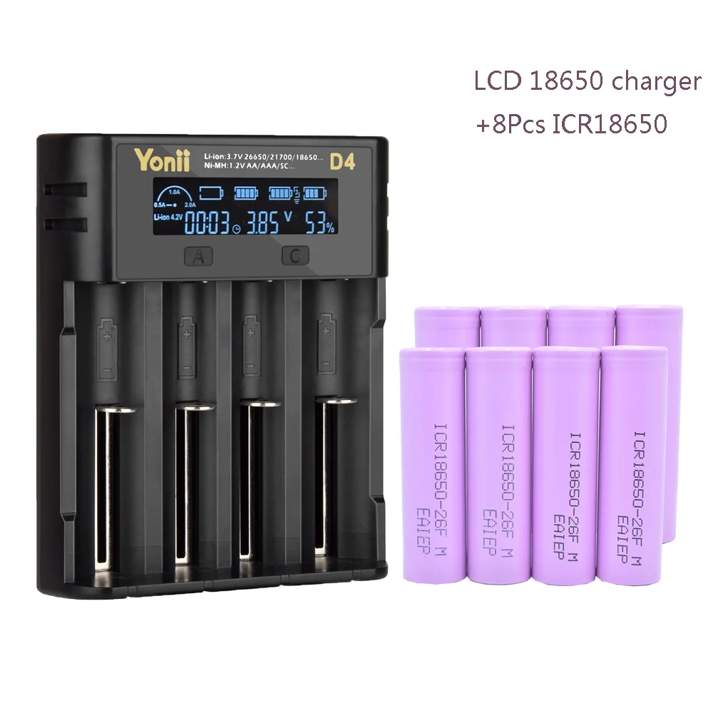 charger-8pcs18650 Lcd 3,7 V 18650 18350 18500 21700 20700B 20700 14500 26650 AA NiMH зарядное устройство для литиевых батарей с 16 шт 18650 литий-ионным аккумулятором - Цвет: charger-8pcs18650