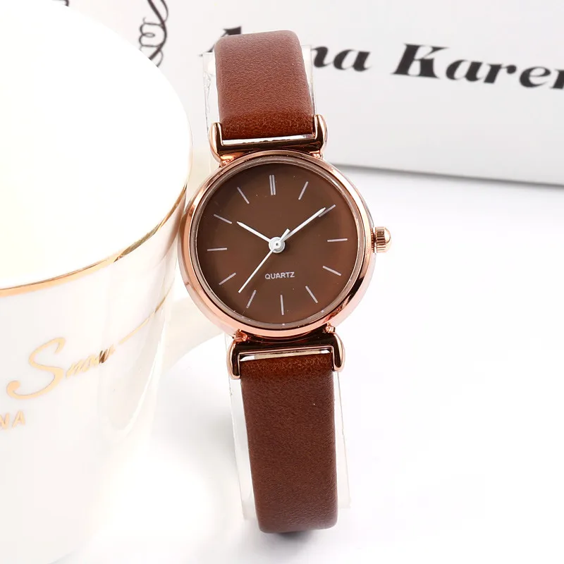 brown brown Топ стиль женские модные роскошные часы изысканный маленький циферблат простой Повседневный креативный браслет кварцевые часы женские новые часы - Цвет: brown brown