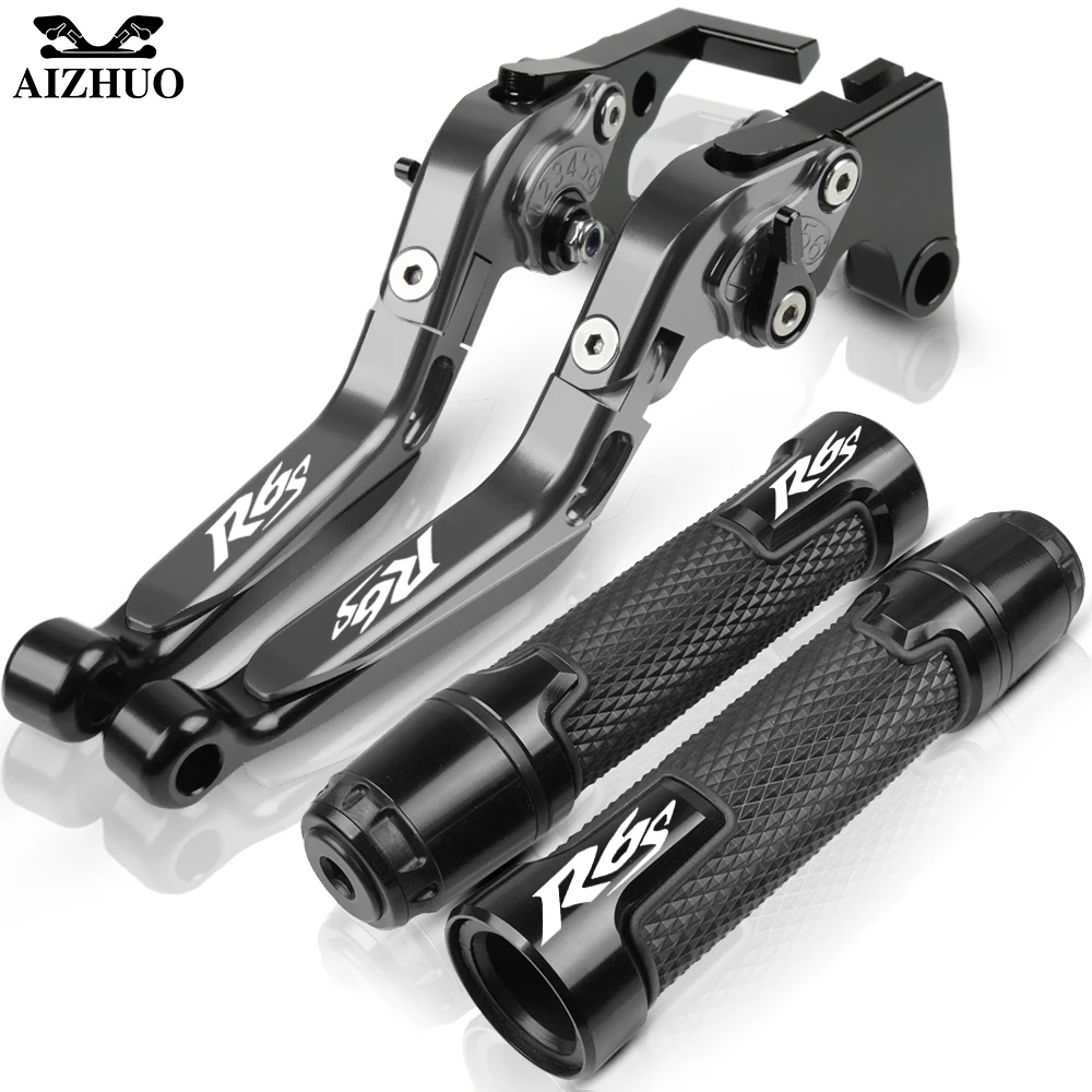 black1 Brake Clutch Lever FOR YAMAHA R6S R6 S 2006 2007 2008 2009 Motorcycle Adjustable Folding Handle Grips End - Цвет: black1