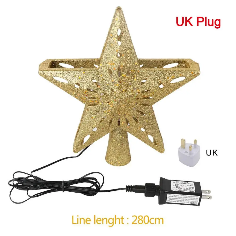 UK Plug B OurWarm, 3D блестящая Звезда, светодиодный, рождественская елка, Топпер, белая Снежинка, проектор, лазерный, Рождественская елка, орнамент для новогодних, вечерние, dec - Цвет: UK Plug B