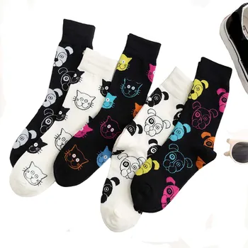 

Women Funny Socks Women Cartoon Animal Combed Cotton Cat Dog Pattern Happy Socks Unisex Harajuku Ankle Women Socks