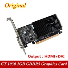 Carte graphique Geforce GT 1030 originale de haute qualité, composant pc, mémoire GDDR5 2 go, PCI-E HD-MI, DVI, compatible GPU HD 2K, 4K, demi-hauteur