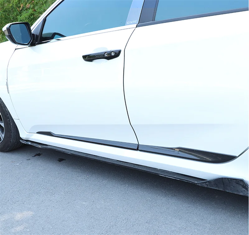 AX ABS углеродное волокно Хром Корпус литая дверь боковая крышка для civic 161718 седан линия подкладка протектор отделка, отличительная особенность литье автомобиля