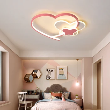 

Chandelierrec Modern Kids Room LED Ceiling Light for baby bedroom Butterfly heart dimming ceiling lamp AC85~265V ceiling fixture