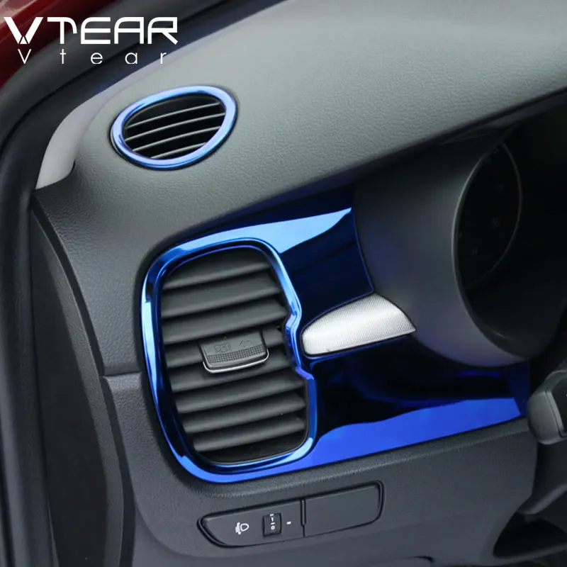 Vtear For Kia Rio 4 x line Accessories air outlet circle cover x-line interior mouldings car-styling chrome trim decoration 2019