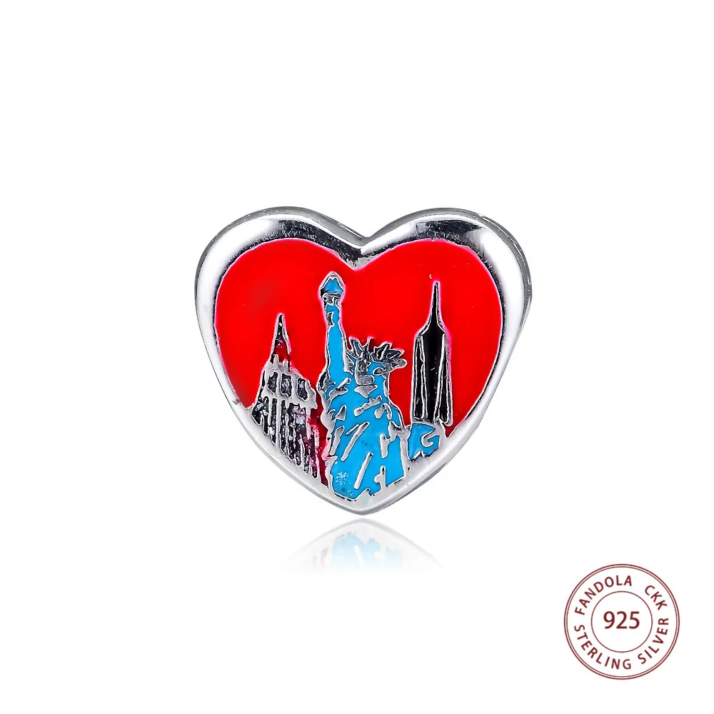 

Wholesale 925 Sterling Silver Charm NYC 2019 Heart Charms Beads Fits Original Bracelets DIY Jewelry Making Bead Accessories