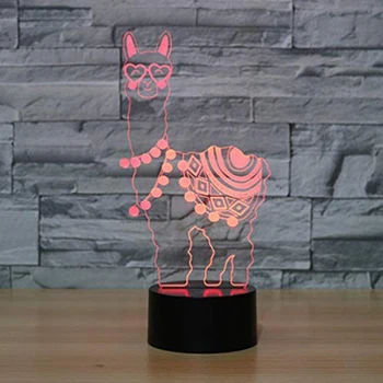 

3D Illusion Lamps LED Alpaca Llama Night Lights USB 7 Colors Sensor Desk Lamp for Kids Birthday Gifts Home Decoration