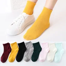 5 пар новых весенних и осенних модных женских носков в стиле Харадзюку ярких цветов, Женские однотонные носки без пятки со свободным носком