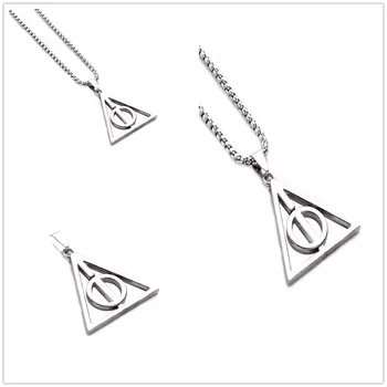 

Gothic Retro Stainless Steel Deathly Hallows Pendant Necklaces Charm Resurrection Stone Pendant for Women Men Gift Jewelry+Chain