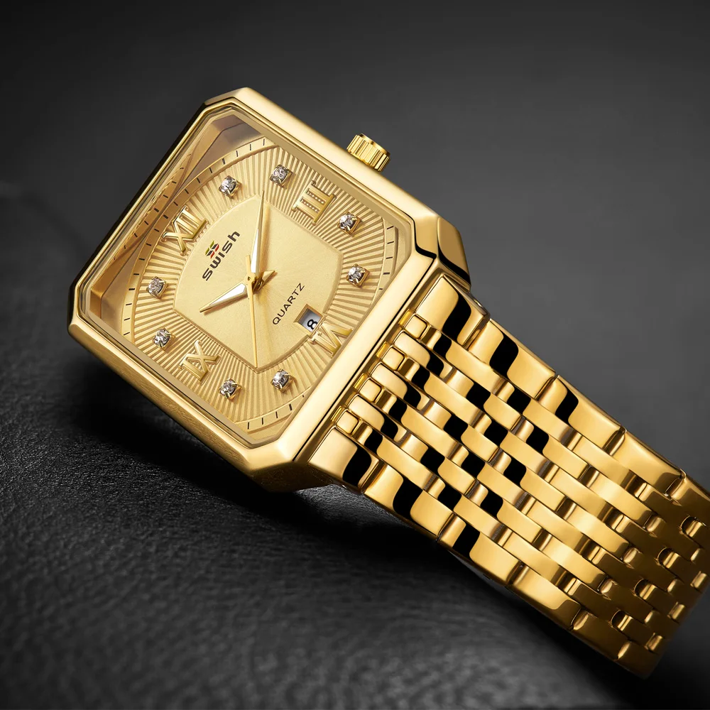 Relogio Golden Masculino Top Brand Luxury Fashion Rectangle Wristwatch Mens Waterproof Business Sports Clock relojes hombre 4