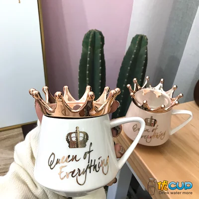 OUSSIRRO Корона тема молоко/Кофе Кружки Мультфильм Многоцветный кружки чашки кухня инструмент подарок x-рождественский подарок W3206 - Цвет: Белый