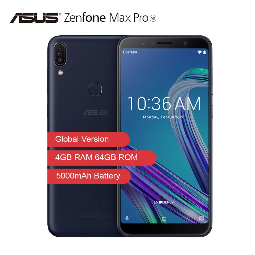ASUS ZenFone Max Pro M1 смартфон с 6-дюймовым дисплеем, ОЗУ 4 Гб, ПЗУ 64 ГБ, 5000 мАч ASUS ZenFone Max Pro M1 смартфон с 6-дюймовым дисплеем, ОЗУ 4 Гб, ПЗУ 64 ГБ, 5000 мАч