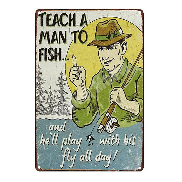 Metal Fisherman Posters, Fishing Signs Vintage