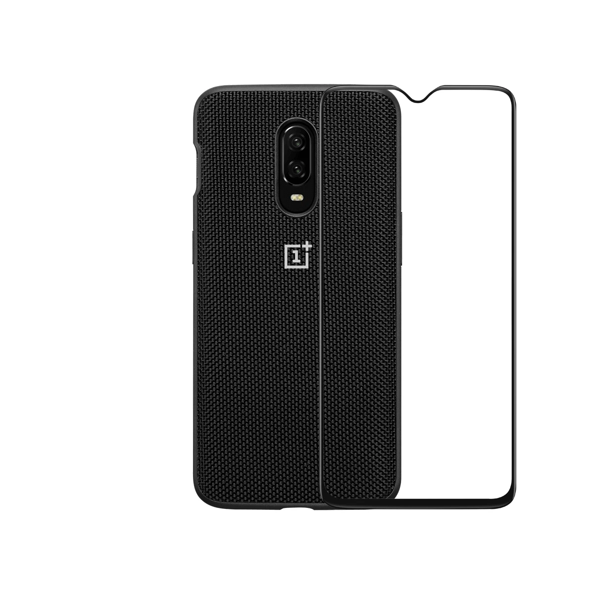 OnePlus 6T 3D протектор экрана из закаленного стекла и бампер чехол из черного дерева Karbon нейлон(черный