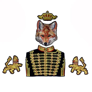688 5PC set 1 компл. Модная вышивка Королевская корона лиса собака бисером ткань патчи значки аппликаций пришить куртка DIY Джинсы Одежда Ремесло TH1506 - Цвет: 688 5PC set