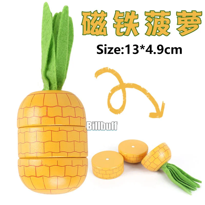 Montessori Simulation Wooden Toy Magnetic Cutting Fruit Banana Lemon Play Kitchen Model Early Educational Toys for Children Gift 4
