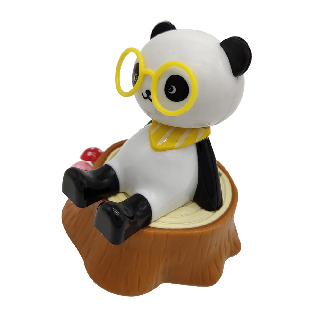 Little Panda in Box Solar Power Dancing Animals Sun Catcher Bobble Head Toys 