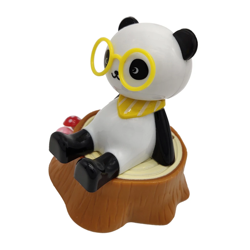 Solar Powered Dancing Panda Animal Doll Swinging Animated Bobblehead Toy Home Car Decor