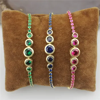 

10pcs/lot Fashion colorful cz bracelet,adjustable rainbow cubic zircon jewelry ,popular women bracelet wholesale