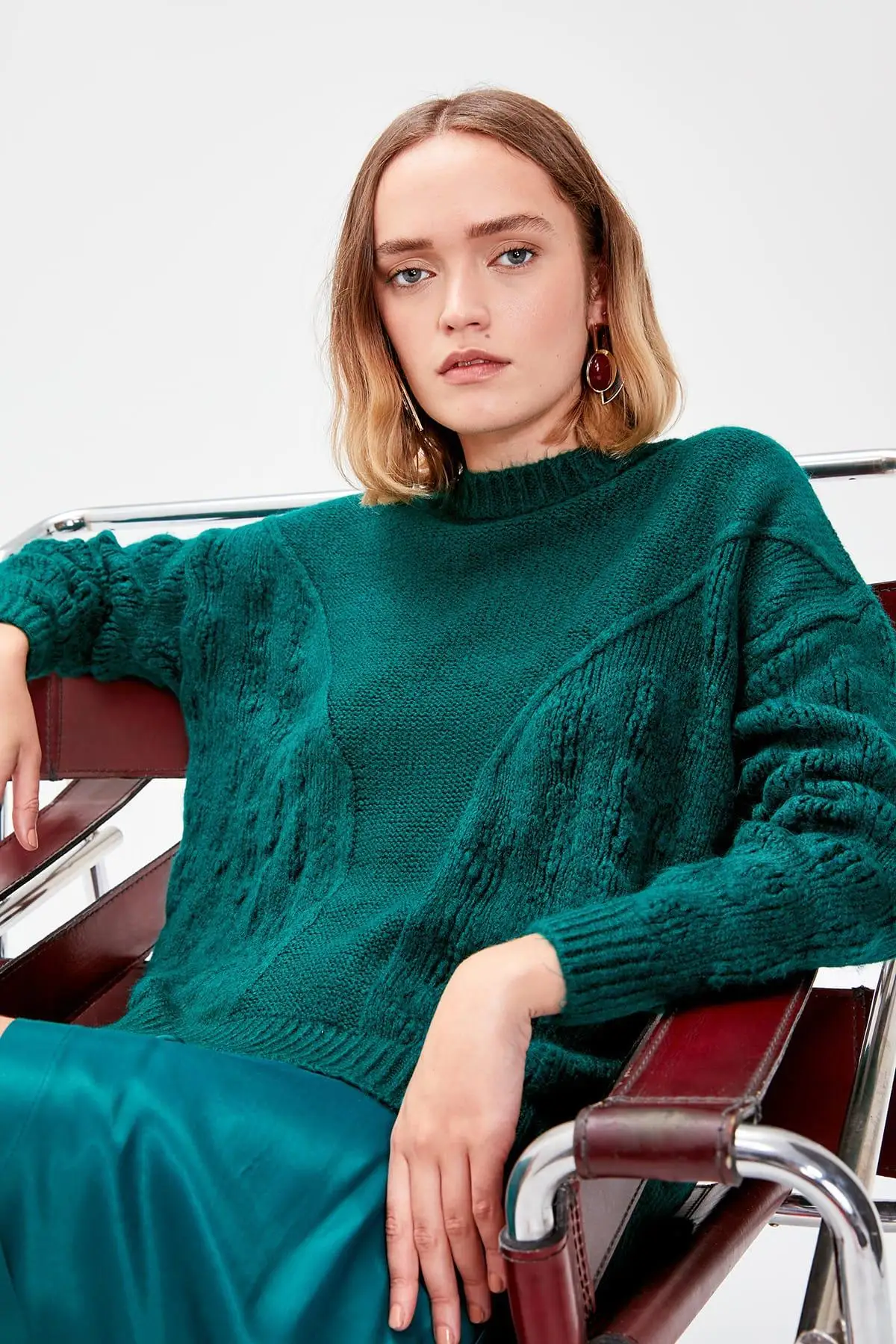 

Trendyol Green Patterned Knitwear Sweater TWOAW20ZA0054