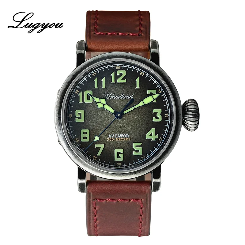 Red strap ST2130 Lugyou Pilot мужские часы из нержавеющей стали автоматические сапфировые 30ATM водонепроницаемые швейцарские светящиеся настоящие индексы Swiss ETA Move Мужские t - Цвет: Red strap ST2130