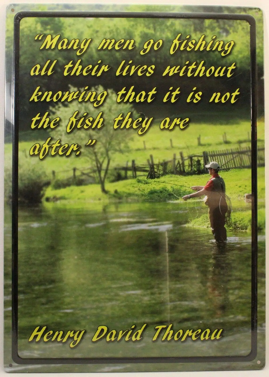 

Henry David Thoreau Quote Metal Sign Many Men Go Fishing New Tin Poster Outdoors Retro Wall Home Bar Pub Vintage Cafe Decor, 8x1