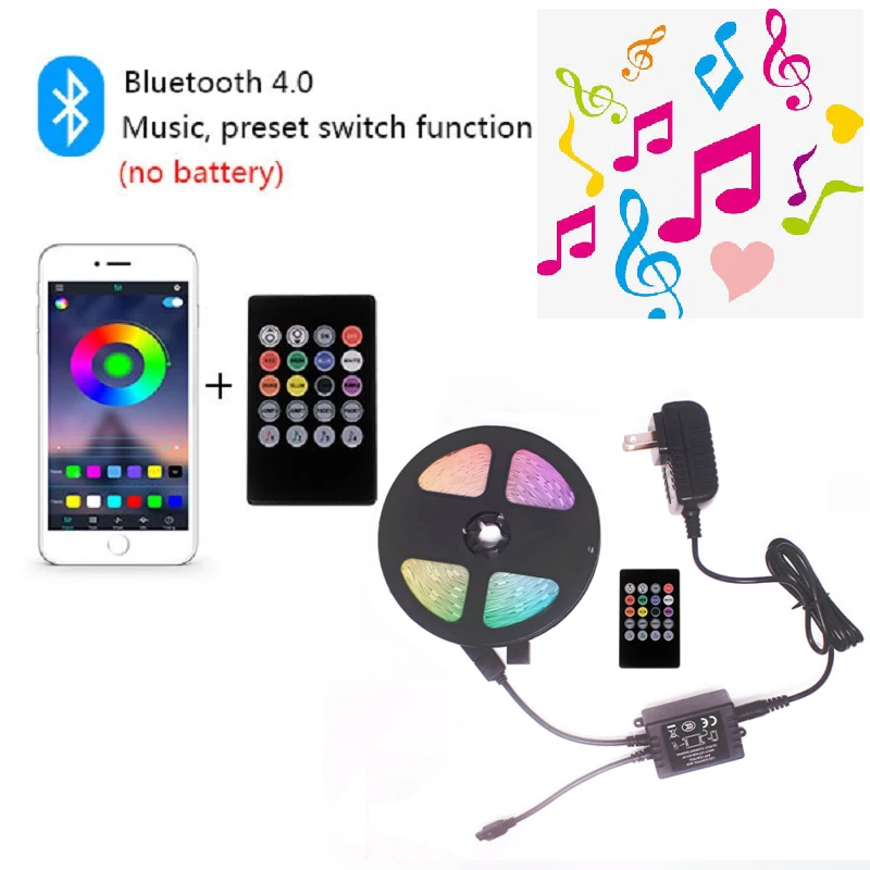 Светодиодный смарт светильник с Bluetooth управление через приложение RGB 5050 5 м/10 м/15