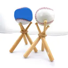 

Sturdy 1Set Creative Baseball Holder Support Stand Rubberwood Baseball Stand Smooth Edge for Tennis