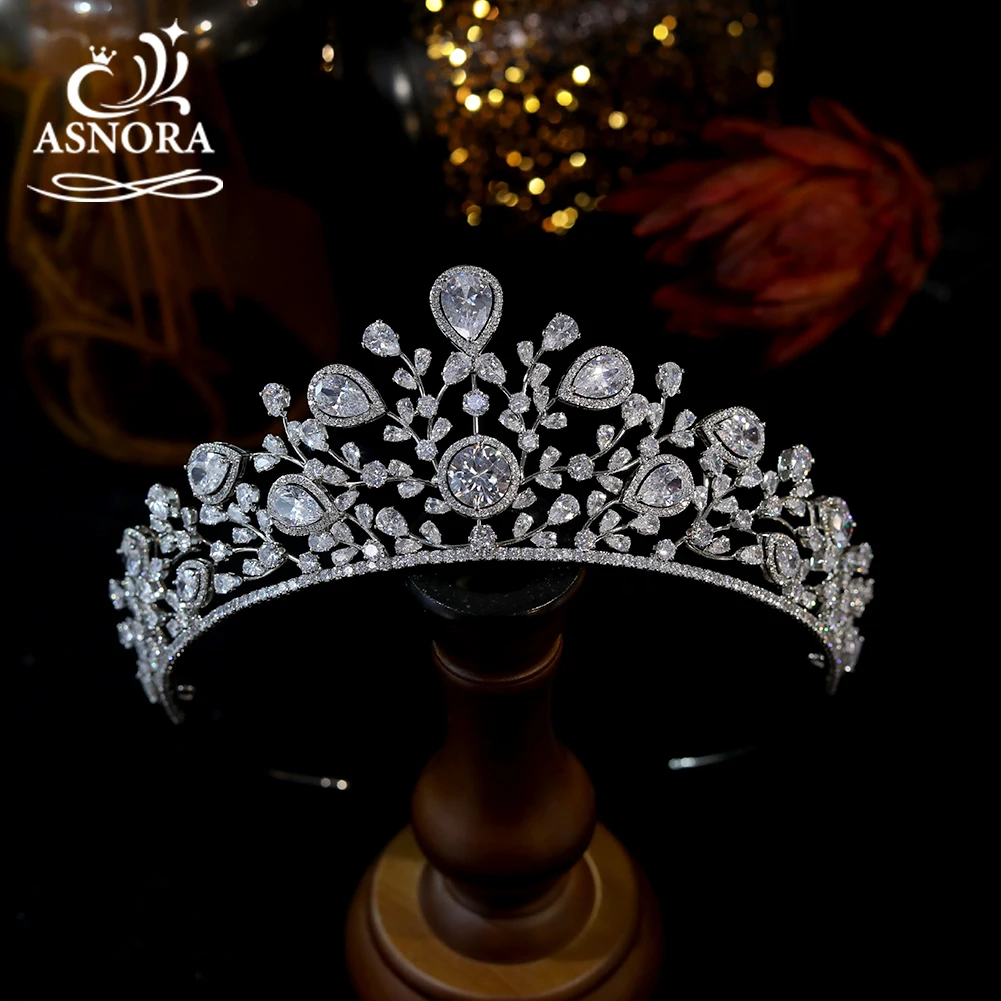 

ASNORA AAA Cubic Zirconia Bridal Tiaras Of 15 Years Crowns For Women Wedding Hair Accessories Diadem Flowers Headdress Jewelry