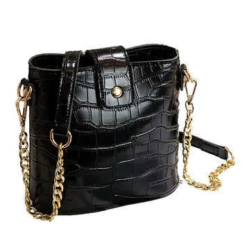 

Women's crocodile leather crossbody bag square trend solid color leather chain shoulder bag sac femme 2019 nouveau