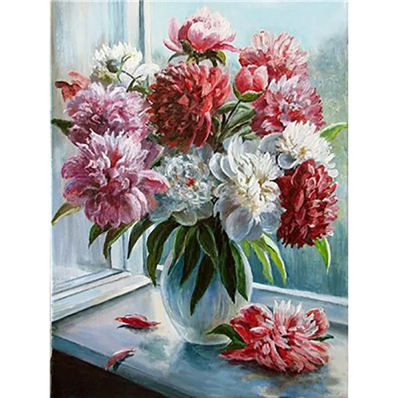 paint by number9 Раскраска по номерам для взрослых живопись маслом по номерам пронумерованные картины цифры художественная картина «цветок в вазе» пион - Цвет: paint by number9
