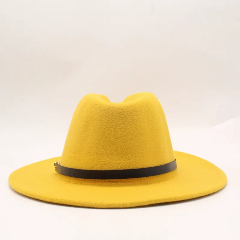 Горячая мода бренд сплошной цвет Дамы Винтаж Fedora мужчина женщина топ шляпа зима широкими полями фетровые шляпы классический jazzy кепки шерсть