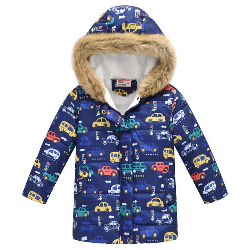 Fashion Autumn Winter Jacket For Boys Kids Children Fur Hooded Cotton Padding Jacket Warm Outerwear Coat For 2 4 6 10 Years Boys