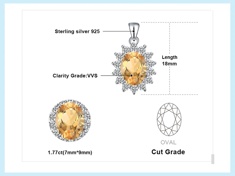 Натуральный цитриновый кулон ожерелье 925 драгоценные камни из стерлингового серебра Колье эффектное ожерелье женское серебро 92