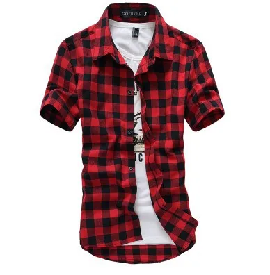 Летняя крутая клетчатая рубашка в Корейском стиле, повседневная мужская рубашка с короткими рукавами, мужские рубашки в клетку