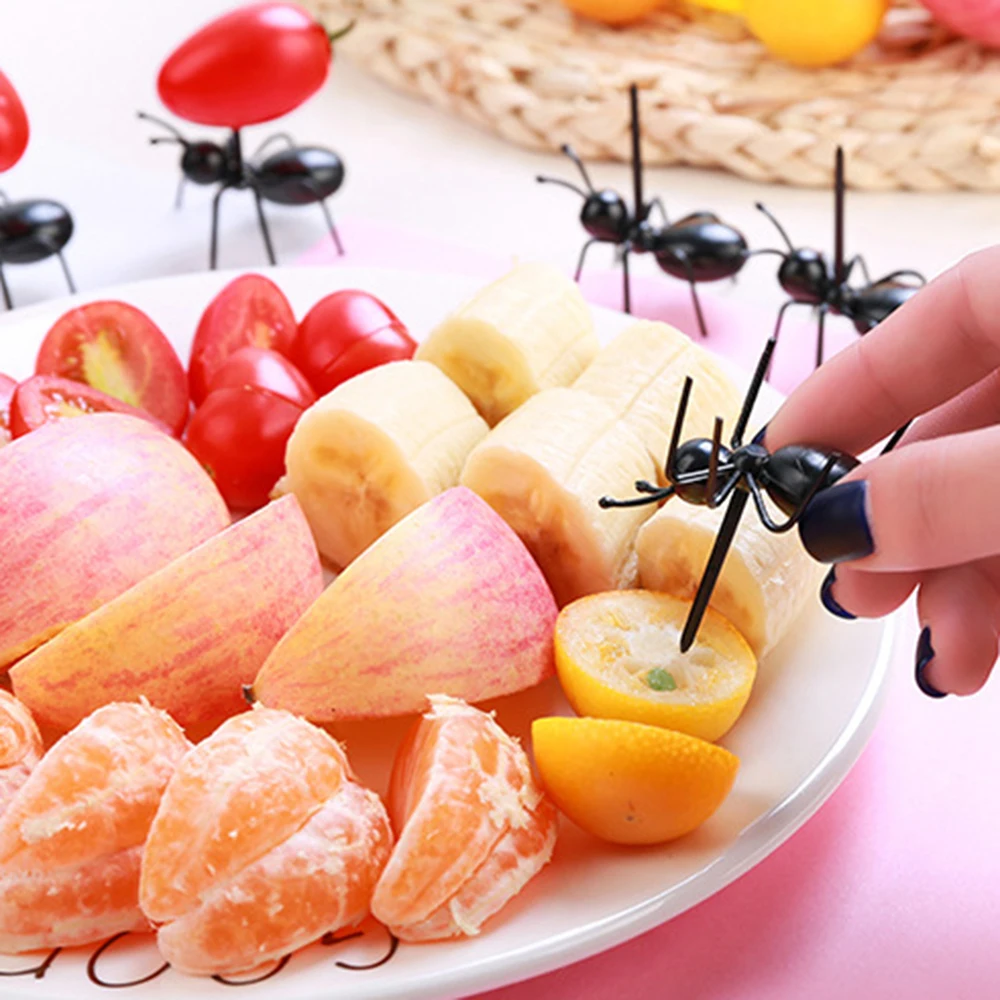Горячая 12 шт./упак. пластиковая фруктовая вилка Новинка Ant вилка закуска пирог десерт многоразовая посуда для вечерние кухонные принадлежности