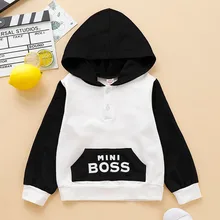 Толстовки с капюшоном для маленьких мальчиков и девочек, одежда для младенцев с буквенным принтом, блузка, худи для малышей, топы, детская одежда, HG