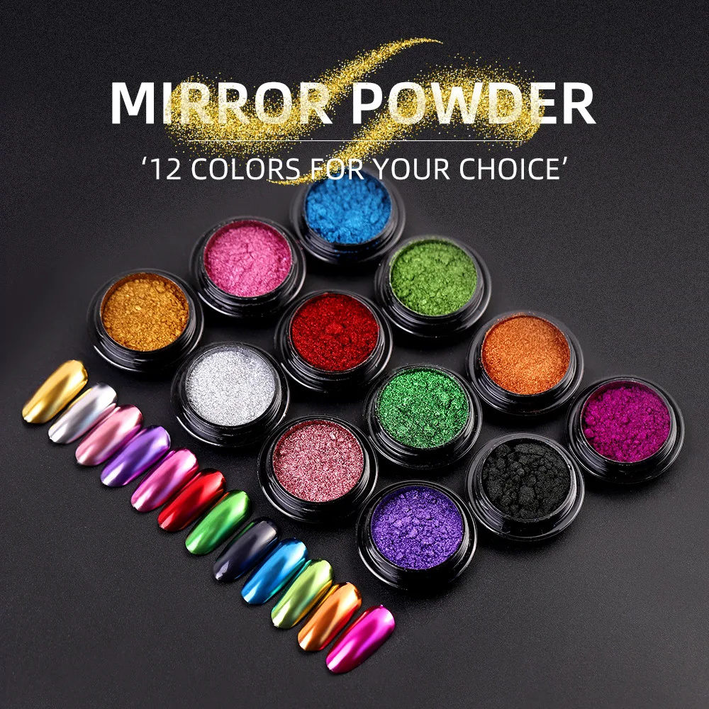 

12 Colors Nails Dip Powder Holographic Glitter Powder Shining Sugar Nail Glitter Set Sequins Dust Powder Nail Art Decorations