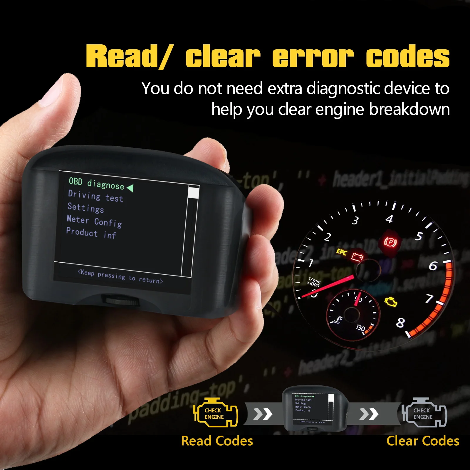 AUTOOL X50Plus автомобильный OBD2 дисплей Спидометр Авто температура воды Напряжение безопасная Сигнализация цифровой диагностический инструмент автомобильный измеритель