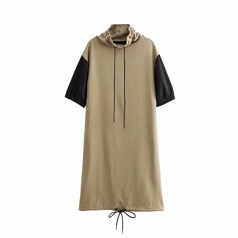 

2018 Autumn And Winter New Products Western Style WOMEN'S Dress Kaki Joint Hooded Dress