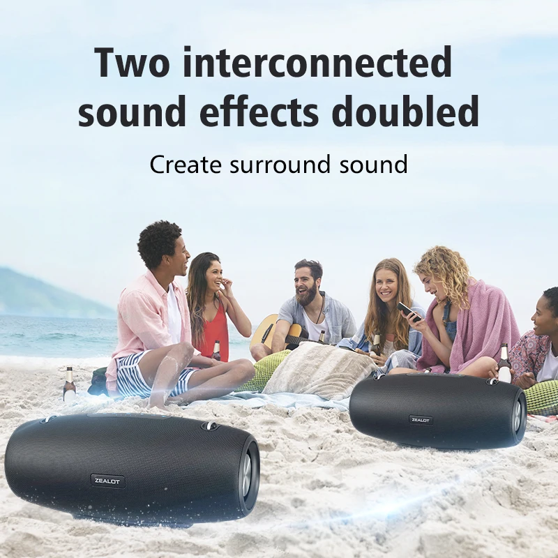 ZEALOT S67 Portable 60W Wireless Bluetooth Speaker Outdoor HiFi Stereo  Music Subwoofer with Shoulder Strap Wholesale