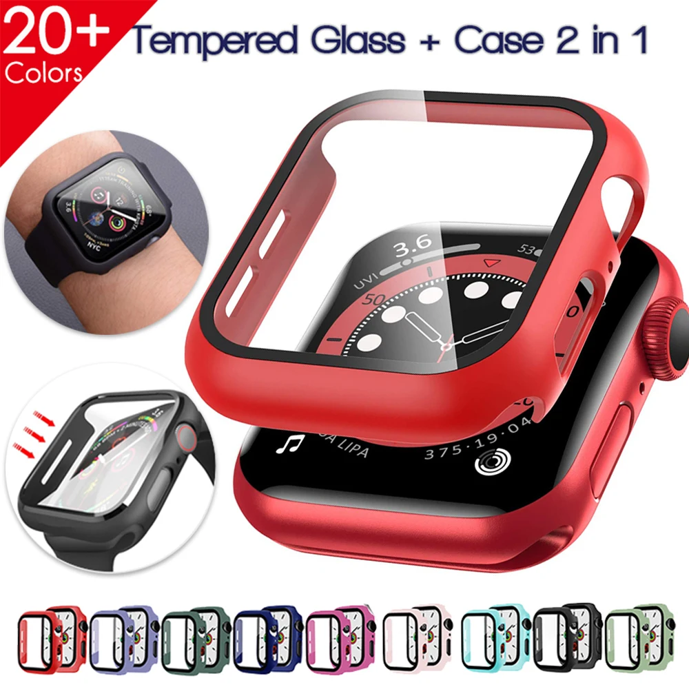 Watch-Cover-Case Bumper-Frame Tempered-Screen-Protector Apple Watch for 5/4/3-/.. Glass-Film