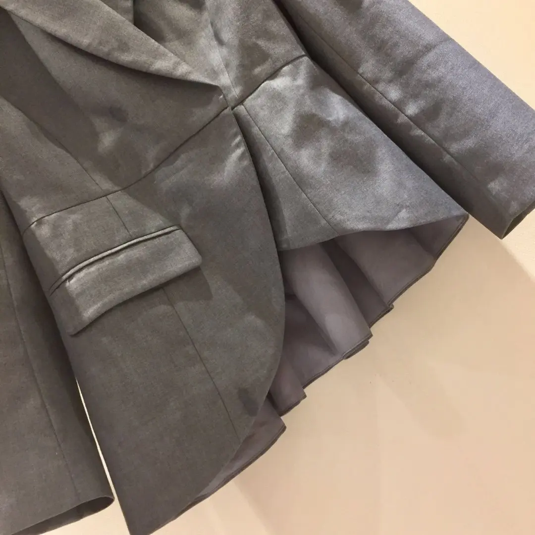 ladies fashion suit irregular suit jacket+ mesh half skirt 2 sets 1009
