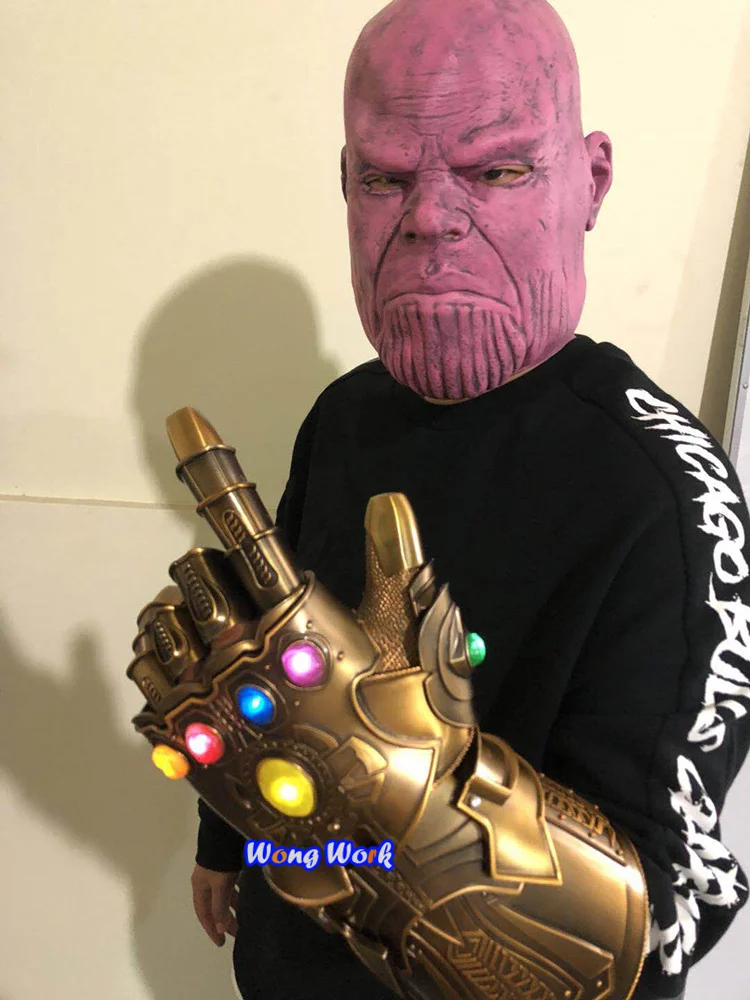 Wong рабочий HCMY Thanos Infinity Gauntlet металлический 1:1 носимый Косплей статуя светодиодный