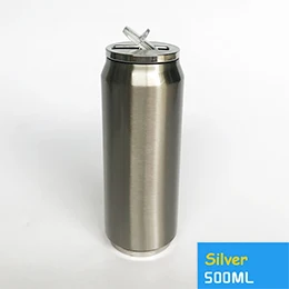 280 мл/500 мл пустая сублимационная нержавеющая кока-колы бутылка для воды с соломенной кружкой DIY передача тепла пресс печать фестиваль подарки - Цвет: Silver 500ml