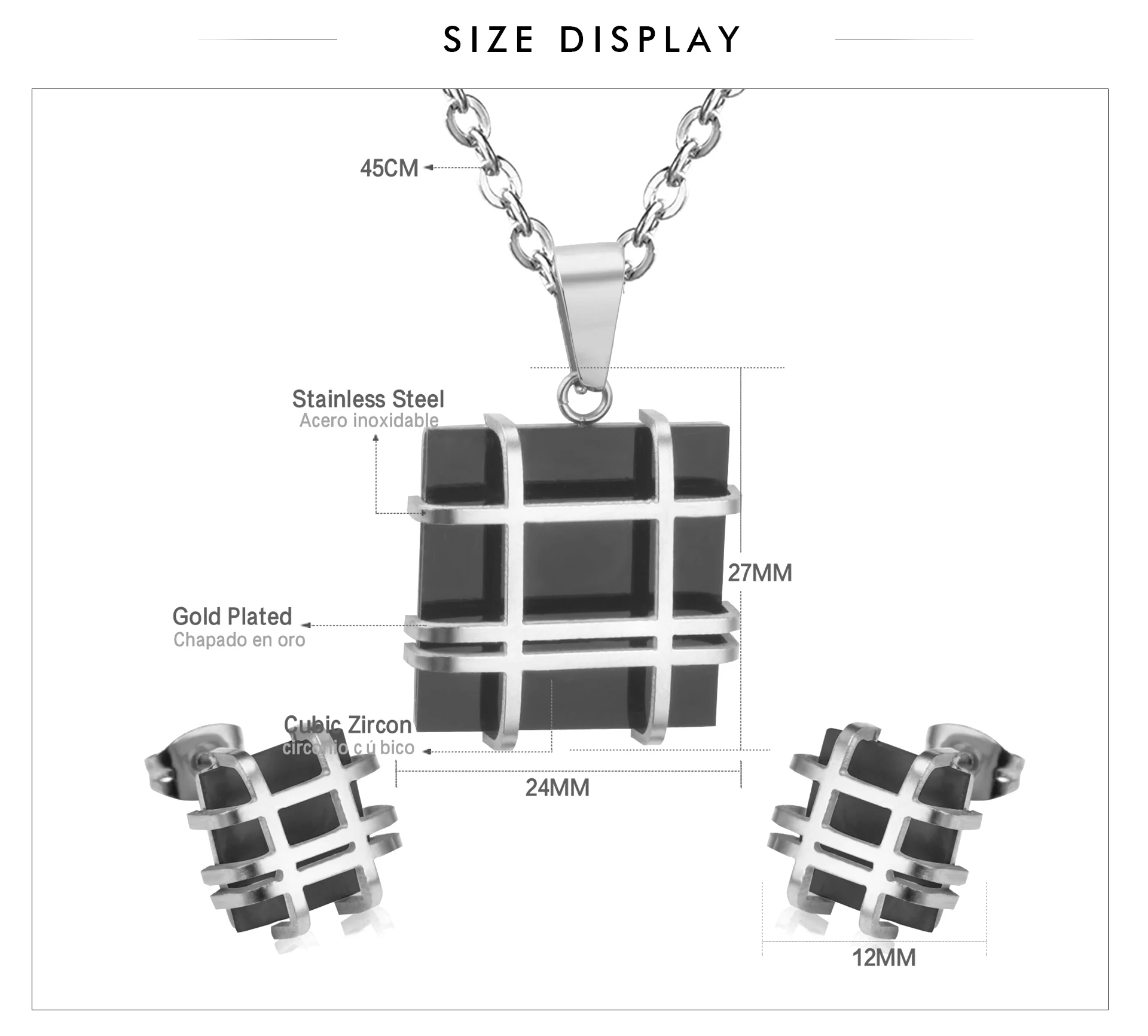 Роскошные стальные Ювелирные наборы из нержавеющей стали, геометрическая форма, подвеска, ожерелье, серьги для женщин, цепочка, ожерелье, ювелирное изделие